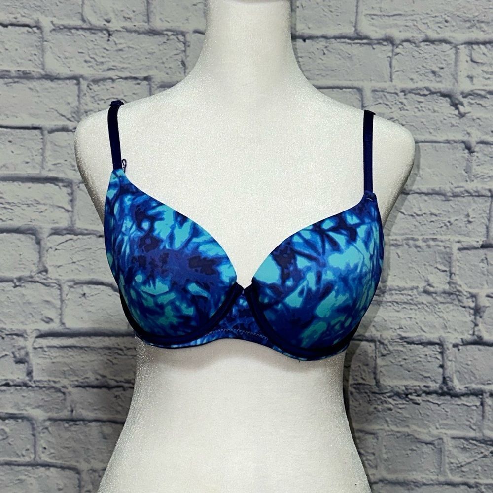 VICTORIA SECRET *PINK* UNDERWIRE BRA~SIZE 34C ~WEAR EVERYWHERE PUSHUP~COLOR BLUE